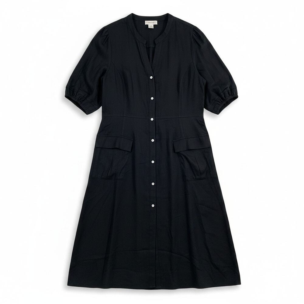 CITY CHIC Refinity New Plus Size XL 22W Shirt Midi Dress Black Lagenlook Classic